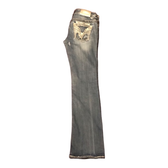 Vigoss The Dublin Bootcut Jeans Blue Denim Designer Jeans Crystals Gems low rise - Picture 4 of 15